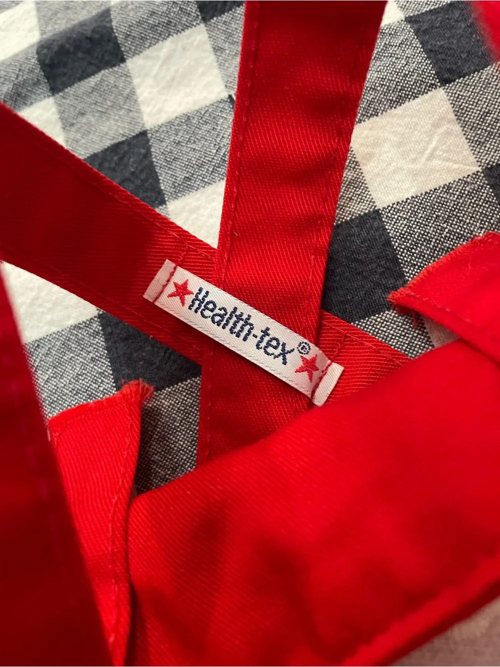 Vintage Red Overalls with Teddy Cowboy Appliqué Healthtex 6 month